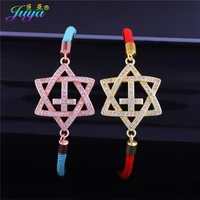 juya handmade jewish bracelet supplies micro pave zircon star of david charm bracelets for women men religious judaism wholesale