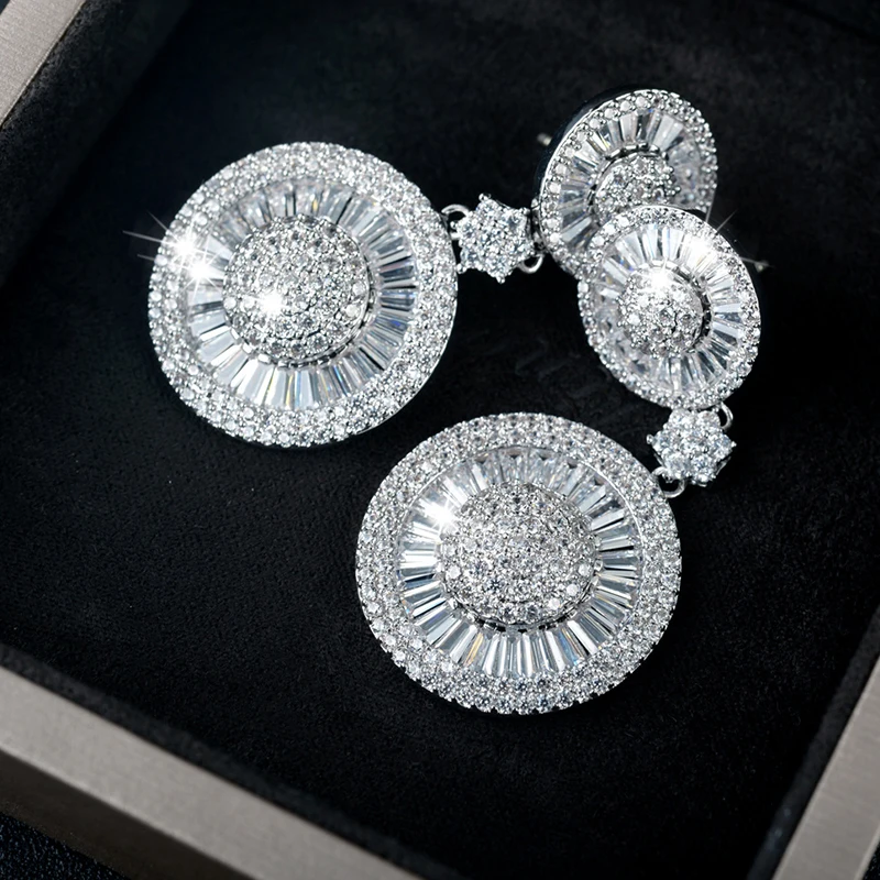 Женские серьги подвески с фианитами в стиле ретро|dangling earrings for women|dangle earringsearrings |
