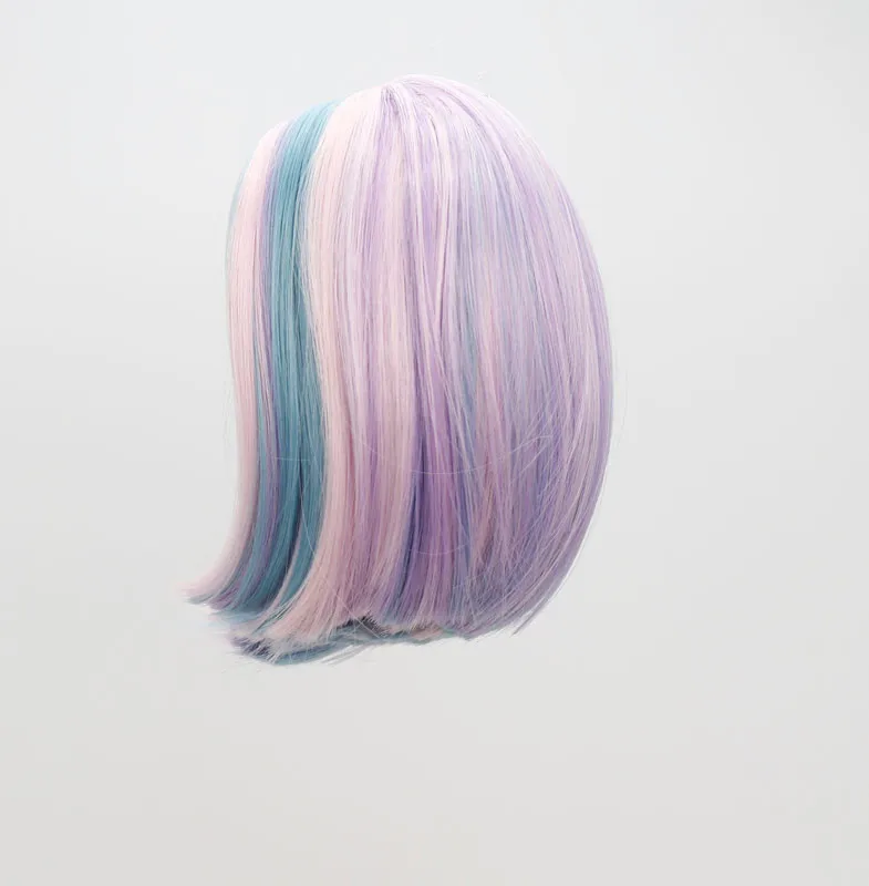 Heat resistant fiber short blue pink purple blended girl style doll wigs for 18'' Height American accessories | Игрушки и хобби