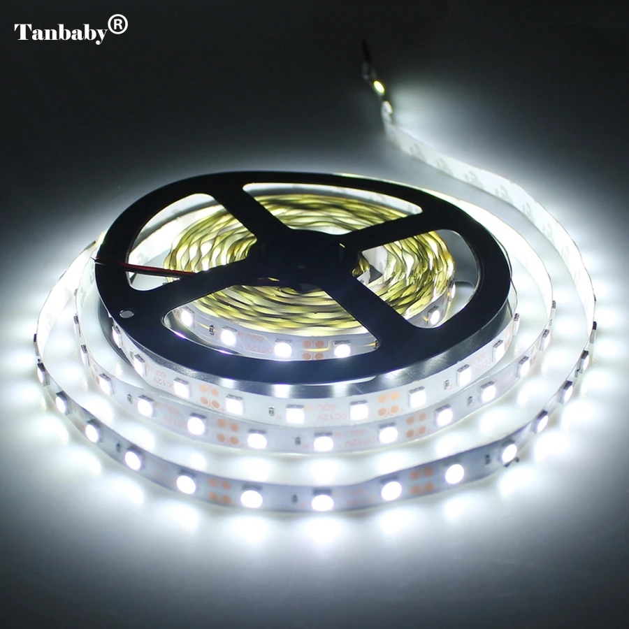Светодиодные ленты SMD 5050 Non-Водонепроницаемый DC12V 60 Светодиодный s/m 5 м/лот гибкий светодиодный светильник RGB Светодиодные ленты светодиодный лента для домашнего украшения лампы