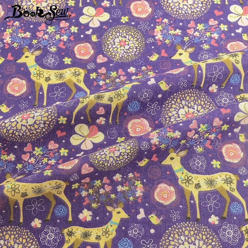 Booksew фиолетовая хлопчатобумажная льняная ткань хозяйственная с животным