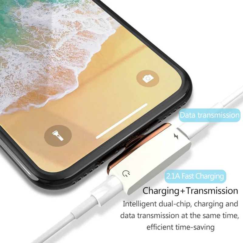 RBAYSALE для iPhone 7 8 X плюс 2 в 1 зарядки аудио конвертер Алюминий адаптер Dual Свет нин