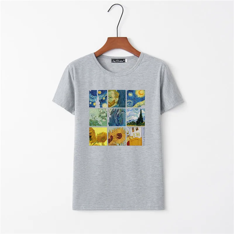 Houmk High Quality T shirt Woman Spring Summer Fashion Print Short Sleeve Round Neck Women Tops Casual Loose T-shirt Femme | Женская