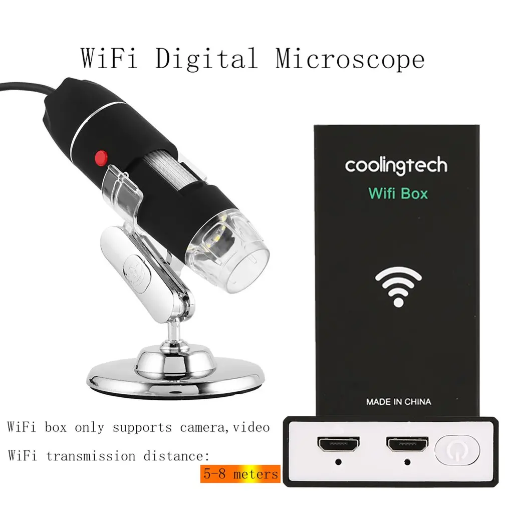 Wi Fi цифровой микроскоп 8 светодио дный два в одном USB эндоскоп камера Microscopio 500X 1600X