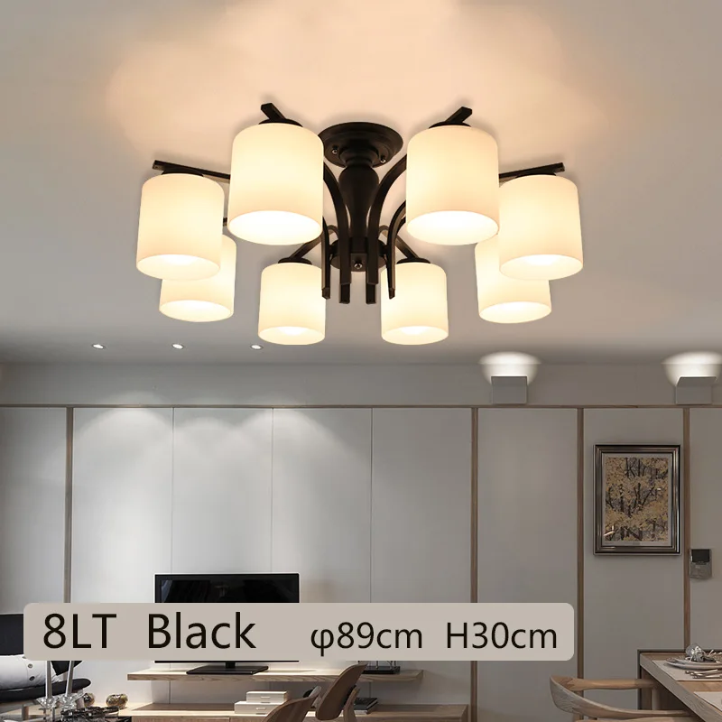 Black 6LT Цилиндр молочное стекло затемненный потолочный светильник, современной жизни гостиная спальня EIK Конференц-зал WIC, E27 лампы 96 v-240 v Внутреннее освещение - Цвет корпуса: Black 6LT