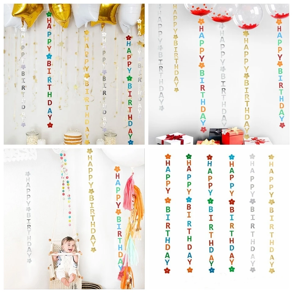 1 шт DIY золотые/серебряные/красочные бумажные флаги с надписью Happy birthday гирлянды баннеры буквы гирлянды для детей день рождения украшения