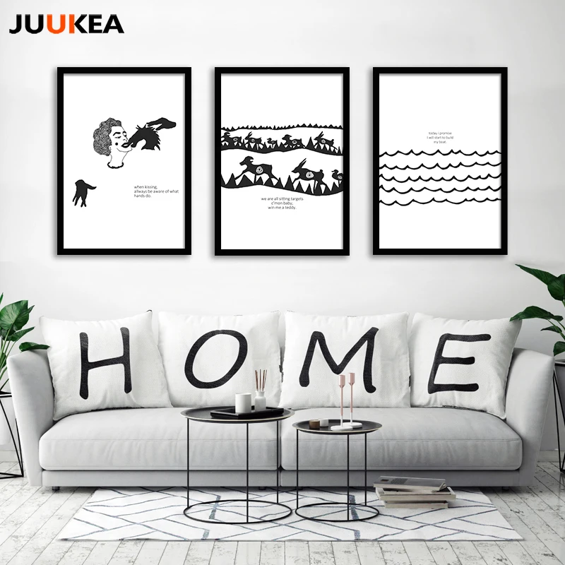Nordic черные и белые минималистский Дизайн интересные диалог Печать холст картина