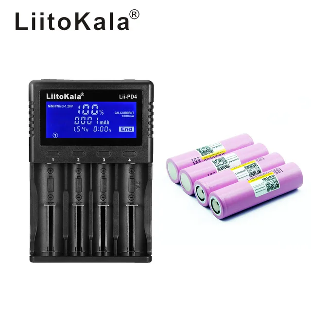 Зарядное устройство LiitoKala с ЖК дисплеем 3 7 в 18650 21700 + INR18650 4 шт. 3000 мАч 30Q литий