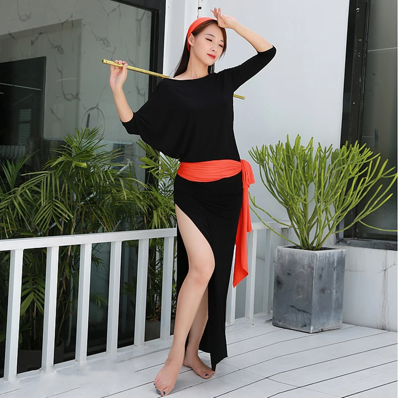 Женский костюм для танца живота цельное платье Baladi черный красный желтый зеленый