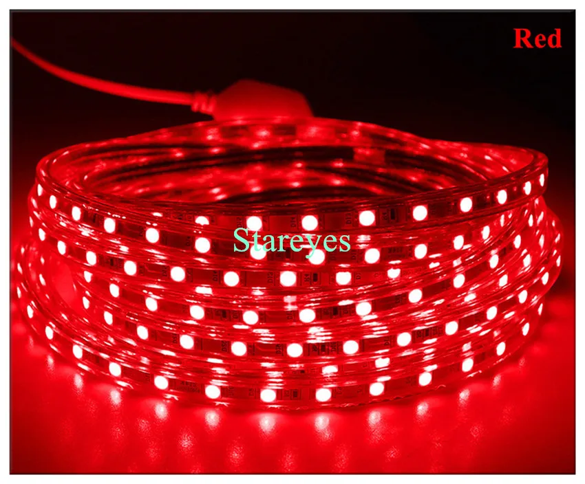 50 рулонов 5000 м 220 В 5050 SMD 60 светодиодный/м 8 мм PCB IP67 Водонепроницаемый светодиодный светильник гибкая лента RGB одноцветная лента