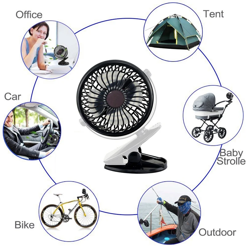 Мини вентилятор с USB портом зажим Настольный бесшумный 360 градусов вращающийся