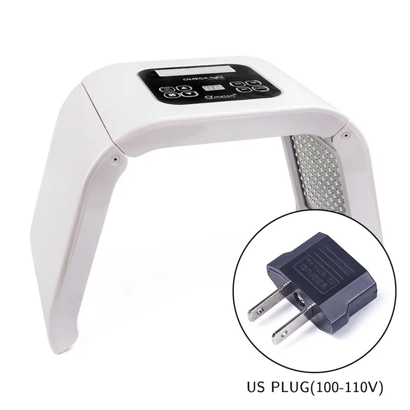 US plug Профессиональный Фотон PDT светодиодный светильник маска для лица машина 7 цветов лечение акне отбеливание лица Омоложение кожи светильник терапия - Цвет: US plug
