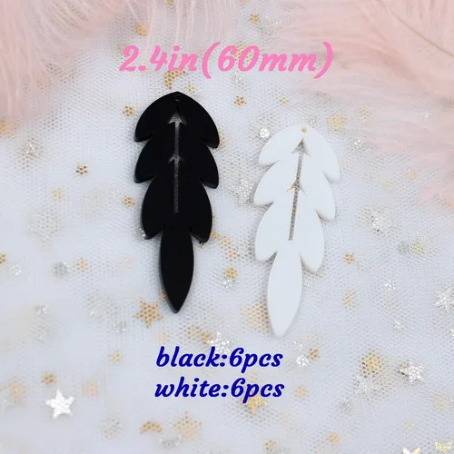 black set-12pcs 60 мм акриловые серьги кружева Orecchino лист кулон черный желтый глиттер Saparkle листья серьги лазерная резка 2,"-AC1315 - Окраска металла: black set-12pcs