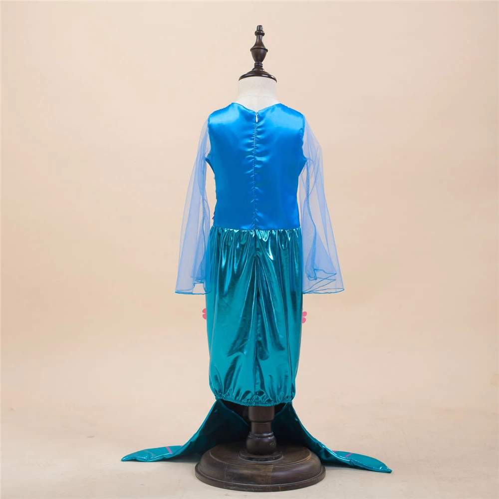 Детское платье Русалочка Ариэль с длинными рукавами для девочек удлиненной