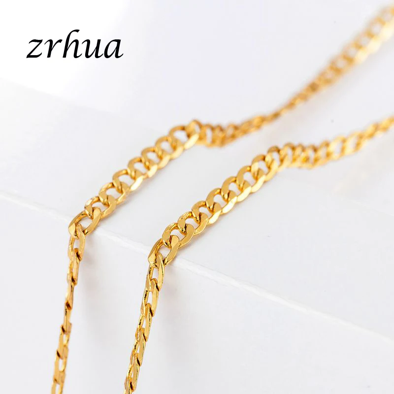 ZRHUA 1 шт. ширина 2 мм цепочка золотого цвета цепочки ожерелья для женщин/мужчин