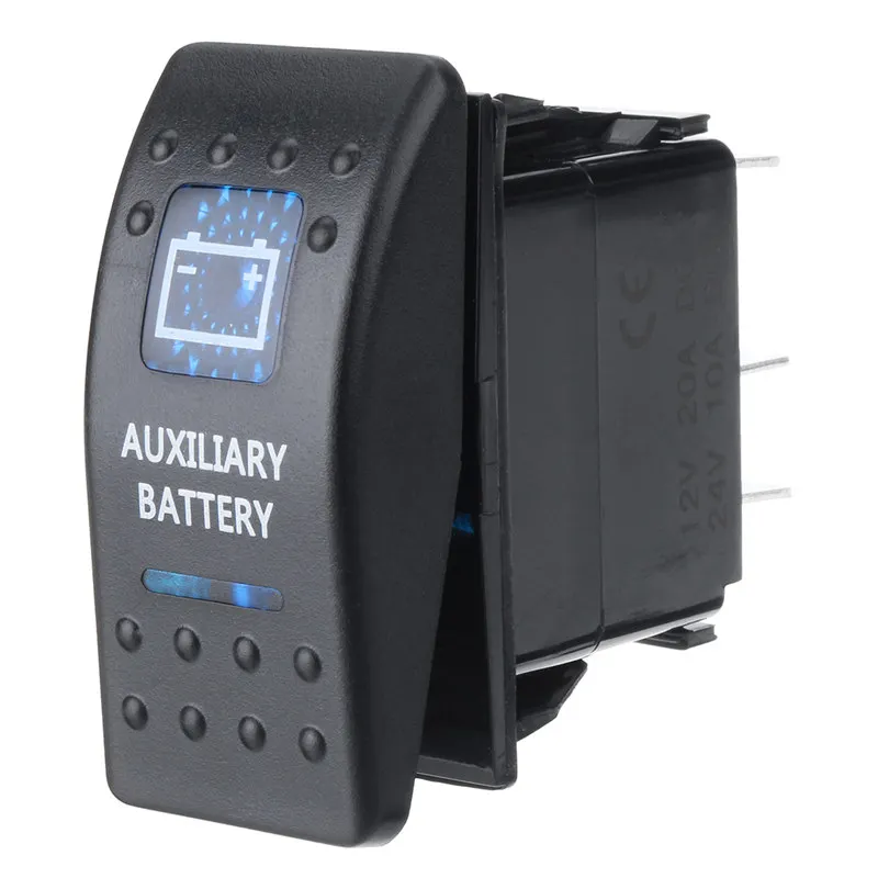 Auxiliary Battery 1x12 V/20A 24 V/10A Водонепроницаемый автомобиля морской синий Лодка Тумблер кулисный переключатель светодиодный светильник бар туман задняя ВКЛ-ВЫКЛ 5 Pin-код - Цвет: Auxiliary Battery