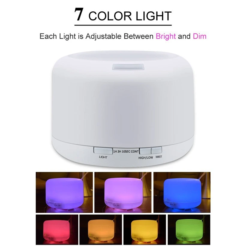 500ML Remote Controller Aroma Diffuser 7 Color LED Lamp Aromatherapy Machine Essential Oil Diffusion System Mist Maker | Дом и сад