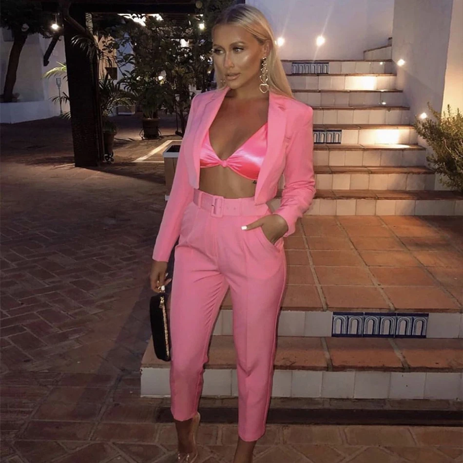 

Newest Celebrity Evening Party Jumpsuit Women Sets Long Sleeve 2 Two Piece Set Sexy NightClub Full Length Pants Women Vestidos
