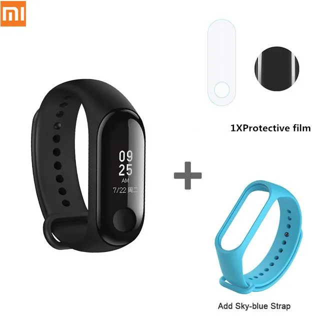 Синий Xiao mi, глобальная версия, mi Band 3, фитнес-трекер, монитор сердечного ритма, 0,78 дюймов, OLED дисплей, сенсорная панель для Android IOS - Цвет: Синий