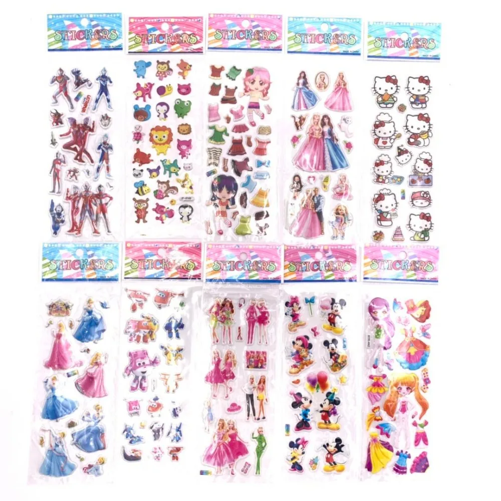 Мультяшные узоры 10 шт./лот модные брендовые Детские игрушки 3D наклейки для детей