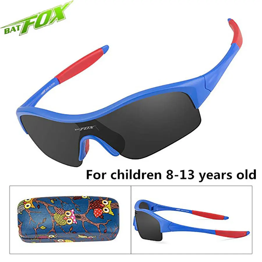 F-874-blue BATFOX малыш велосипед кремнезема мягкие солнцезащитные очки Гибкая защитная рамка Оттенки для мальчика девочка ребенок солнцезащитные очки UV400 очки тени - Цвет: F-874-blue