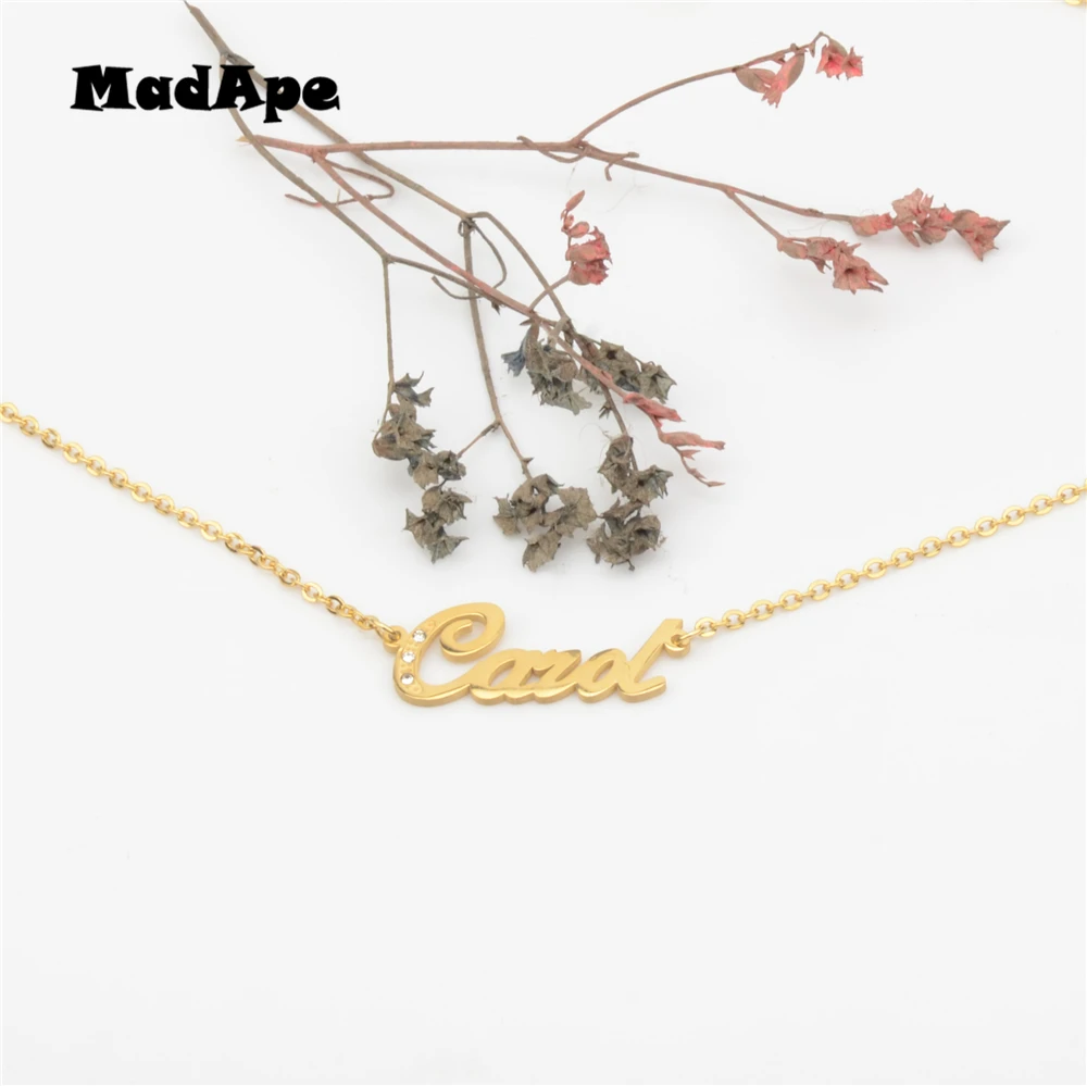 MadApe Custom Name Necklace &quotCarol&quot Stainless Steel Chain Personalized Letter For Women Men Jewelry Gift | Украшения и