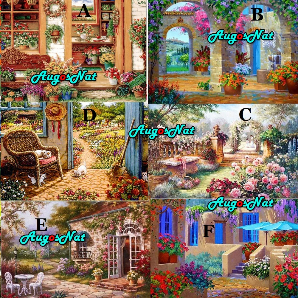 Большая алмазная живопись сделай сам вышивка с цветами садовыми воротами