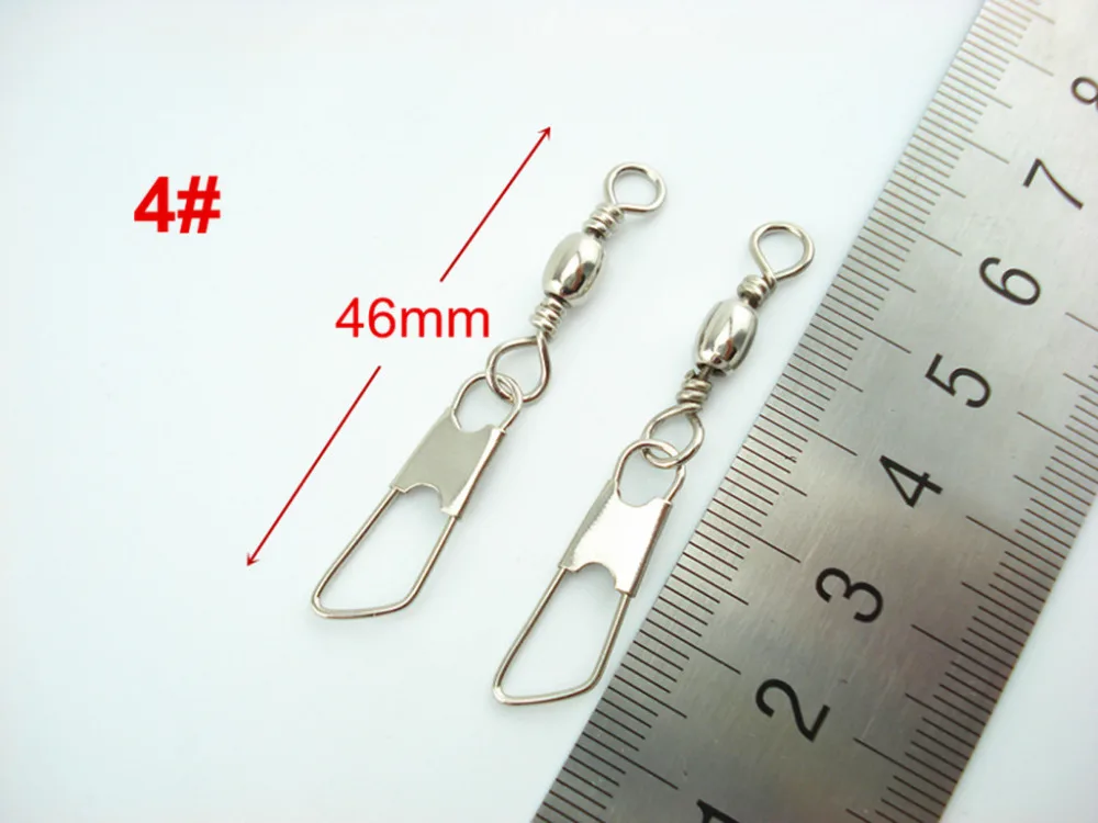 

100Pcs* White Fishing Brass Barrel Swivel With Safety Snap 4# Fishing Hooks Lure Connector Fishing Lures Baits