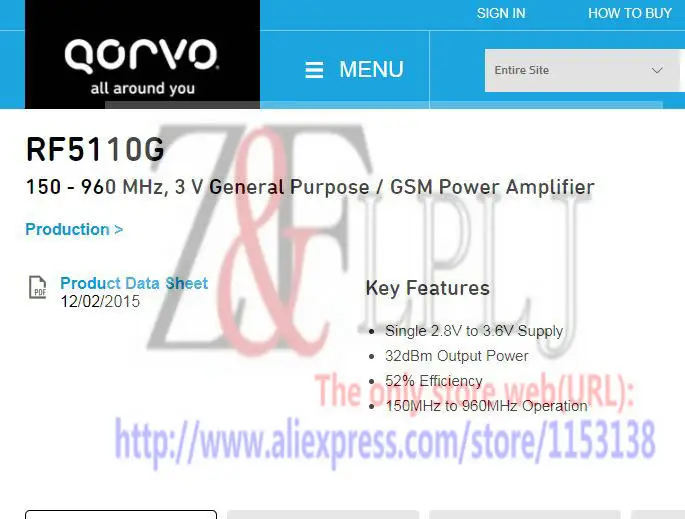 QFN-16 RF5110GTR7 RF5110G RF5110 RF 5110 10G 150 - 960 МГц 3 в универсальный/GSM усилитель мощности новый