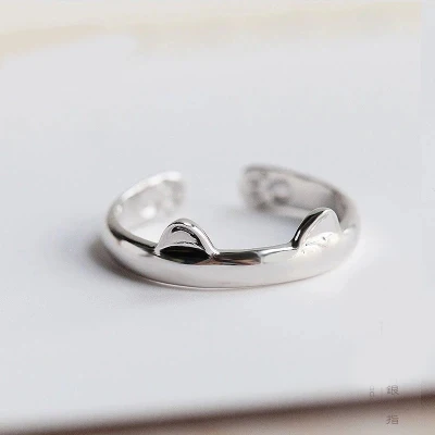 Новые женские кольца в виде кошачьих ушей серебристого цвета | Украшения и