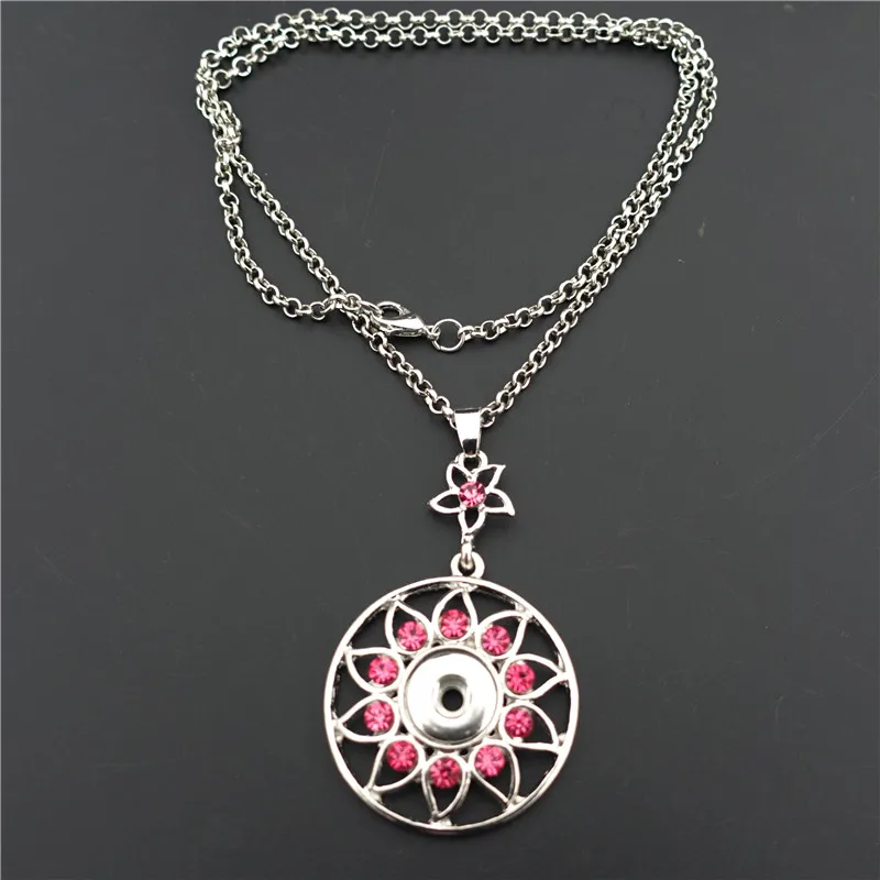 LYNL867 pink Модные стразы в форме цветка металлические 12 мм кнопки ожерелье женские ювелирные изделия - Окраска металла: LYNL867 pink