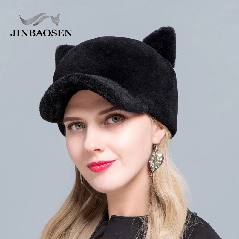 Новая модная бейсболка JINBAOSEN шапка из овчины меховая стильная с кошачьими ушками
