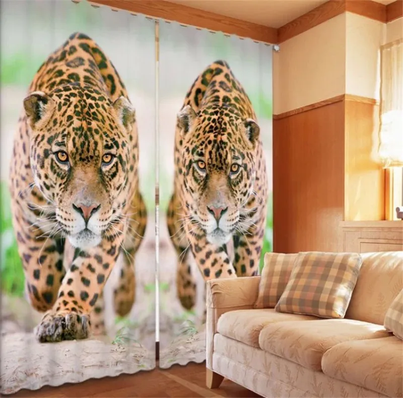 

Tiger print Luxury Blackout 3D Window Curtains For Living Room kids Bedroom Cortinas Rideaux Drapes Customized size pillowcase