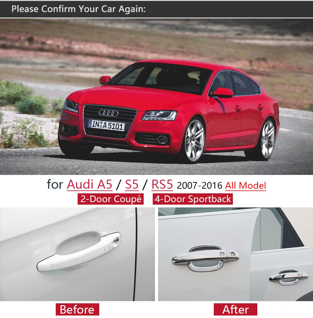 Для Audi A5 S5 хромированные покрытия для дверных ручек набор отделки Sportback Coupe RS5 2007