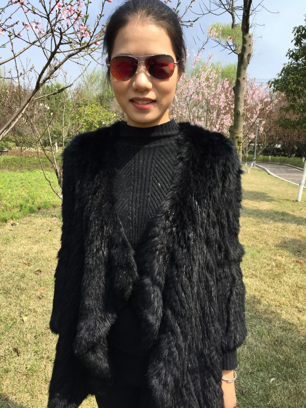 100% пальто из натурального кроличьего меха верхняя одежда шаль куртки блейзер с