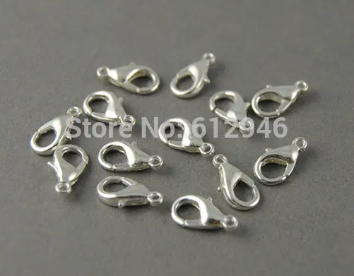 Застежка карабин серебряного цвета 12x6 мм 300 шт.|jewelry findings|silver lobster clasplobster clasp |