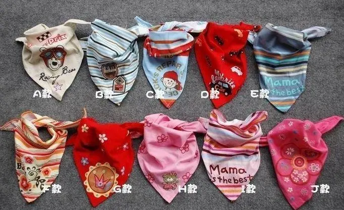

10pcs/lot 10prints Child Infants toddler Cotton Bibs babies Wipes Wraps Burps Cloth Scarf Bandage neckerchief muffler shawl