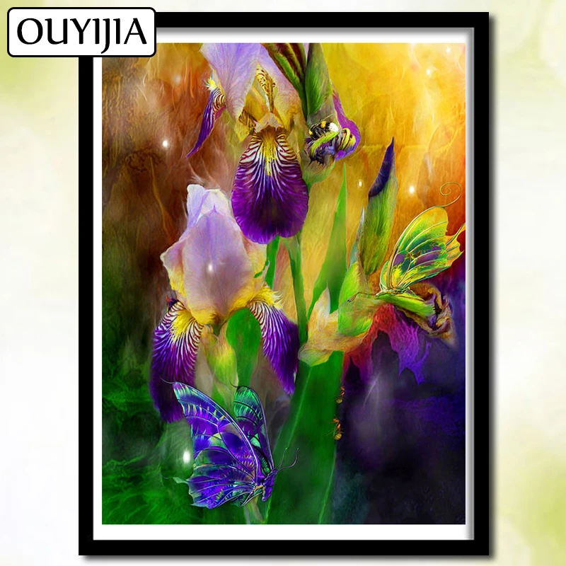 OUYIJIA 5D DIY алмазная живопись бабочка чехлы с животными цветами птицей камни в форме