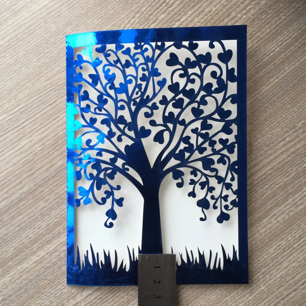 

30/pcs wedding party invitaiton card wedding place cards latest invitation card laser cut tree bright gold &blue design