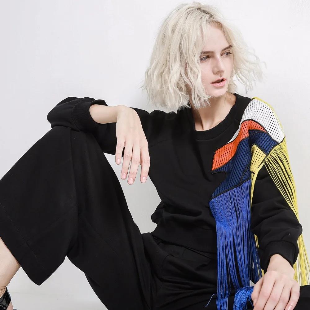 Флисовая Толстовка с кисточками 2020 осенний женский свободный уличный пуловер