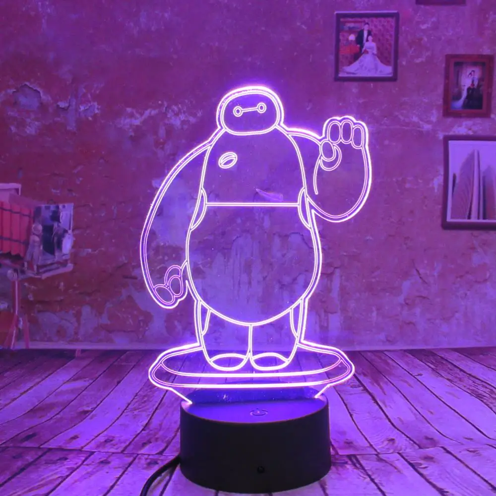 Креативные подарки для мальчиков и девочек Baymax 3D ночник светодиодный 7 видов