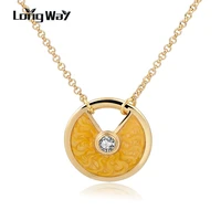 longway gold color chain necklaces with multicolor enamel round pendants necklaces for women wedding jewelry sne160111103