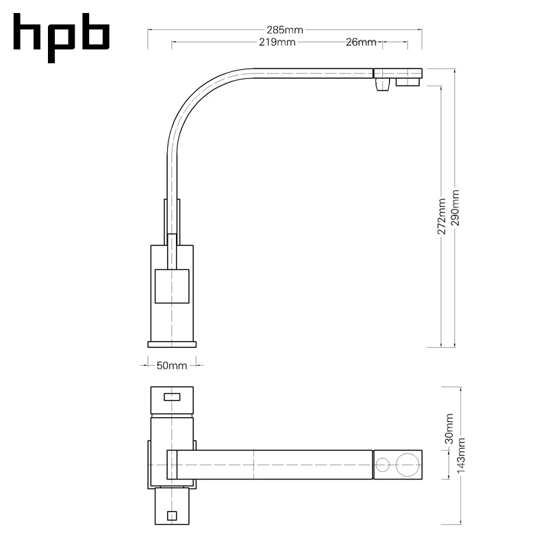 HPB 3-полосный водопроводный фильтр кран новый хромированный поворотный Твердый