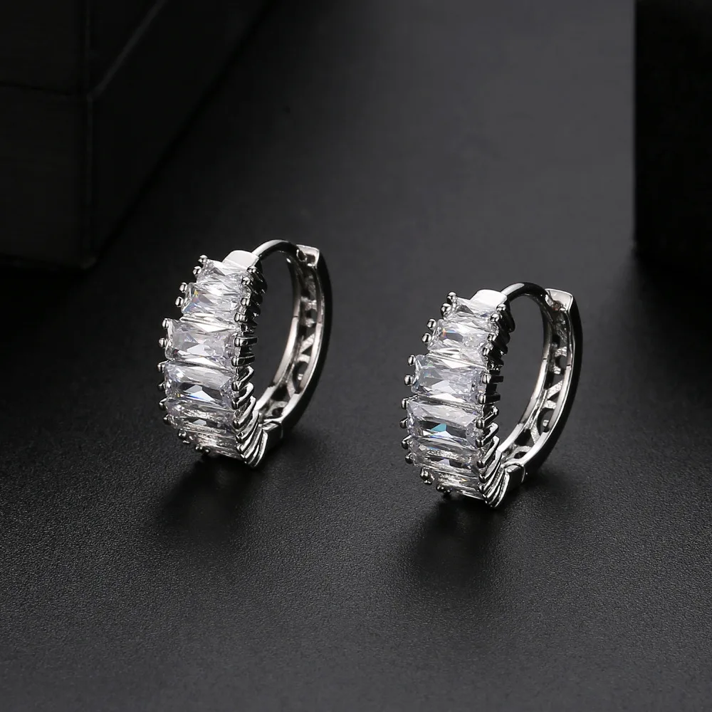 Билицветные модные синие серьги кольца с фианитами для женщин две пары одна пара