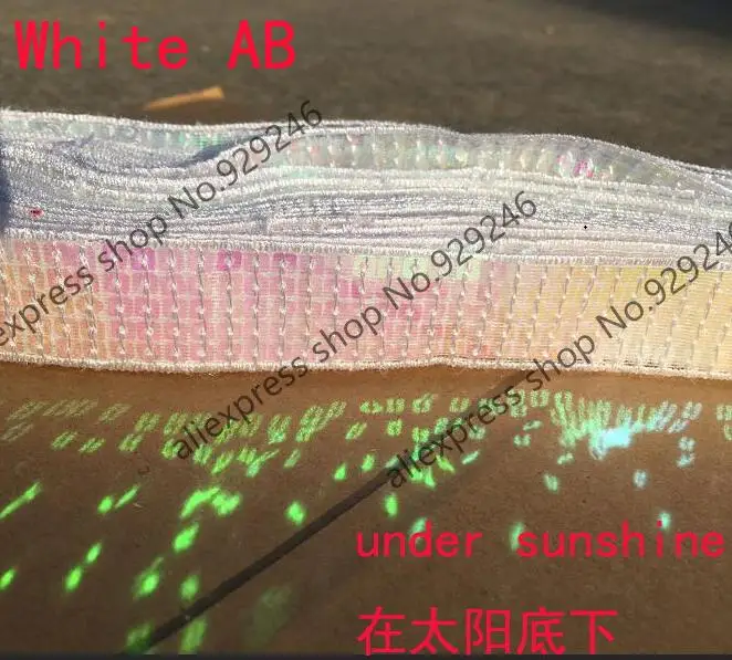 white AB 16 ярдов/партия 5 строк квадратная лента с блестками кружева для танцевального костюма украшения серые Блестки для сценические наряды Аксессуары для платья - Цвет: white AB
