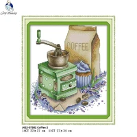 joy sunday coffee 2 pattern diy handmade dmc 14ct and 11ct cross stitch kit and precise printed embroidery factory wholesale