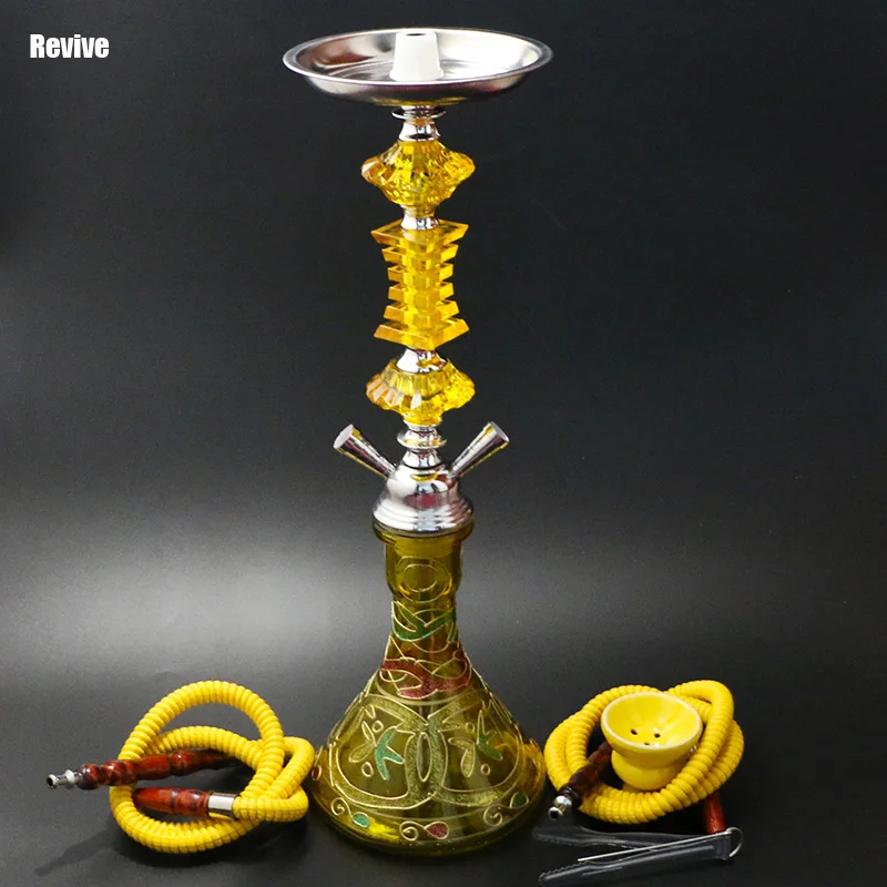 Revive стеклянная основа кальян желтый кальян chicha полный набор 51 см наргиле курительная трубка керамическая чаша головка подарок