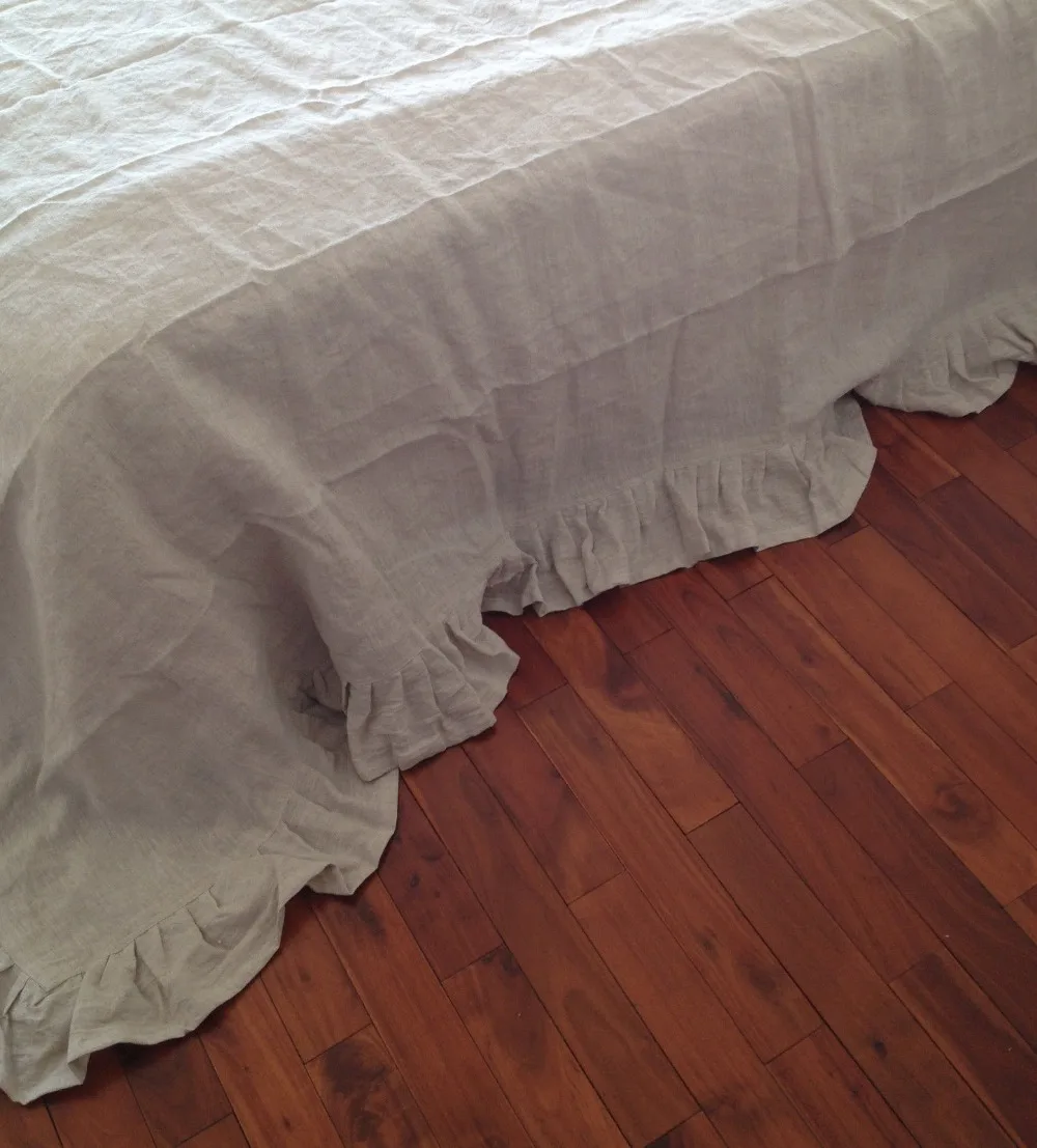 Потертый натуральный пододеяльник 100% из чистого французского льна с оборками