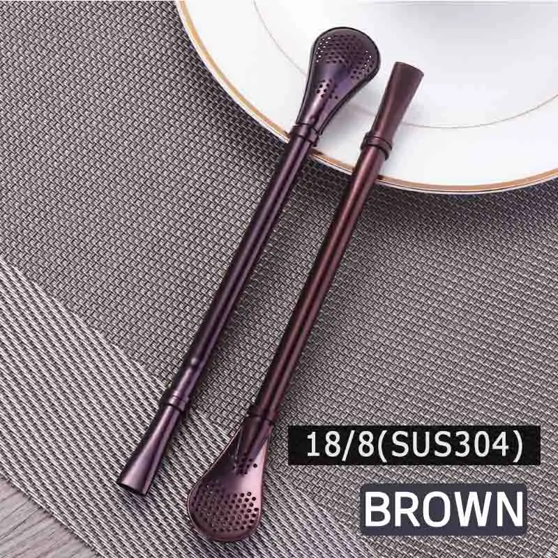 Brown-10pcs Buyer Star Cocktail Bombilla металлические соломинки из нержавеющей стали 18/10 Yerba mate набор для фильтрации осадков напитков соломы для тыквы - Цвет: Brown-10pcs