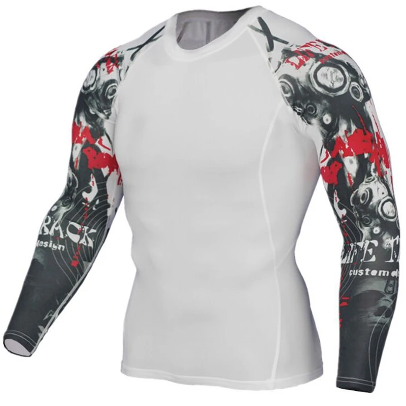 Hot Mens Compression Shirts 3D Teen Wolf Jerseys Long Sleeve Bodybuilding T Shirt Fitness Men Lycra T-Shirts Tights Clothing | Мужская